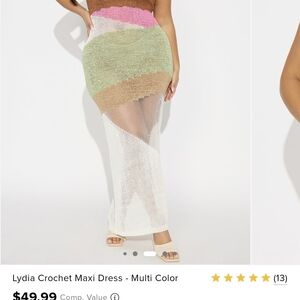 Fashion Nova Multi-Color Crochet Maxi Dress